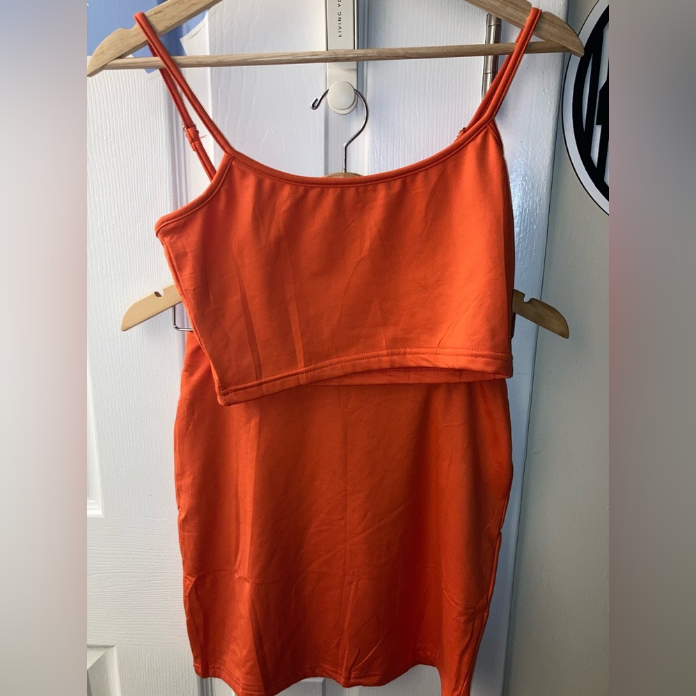 Orange Spaghetti Strap Crop Top and Pencil Skirt Set - NWOT